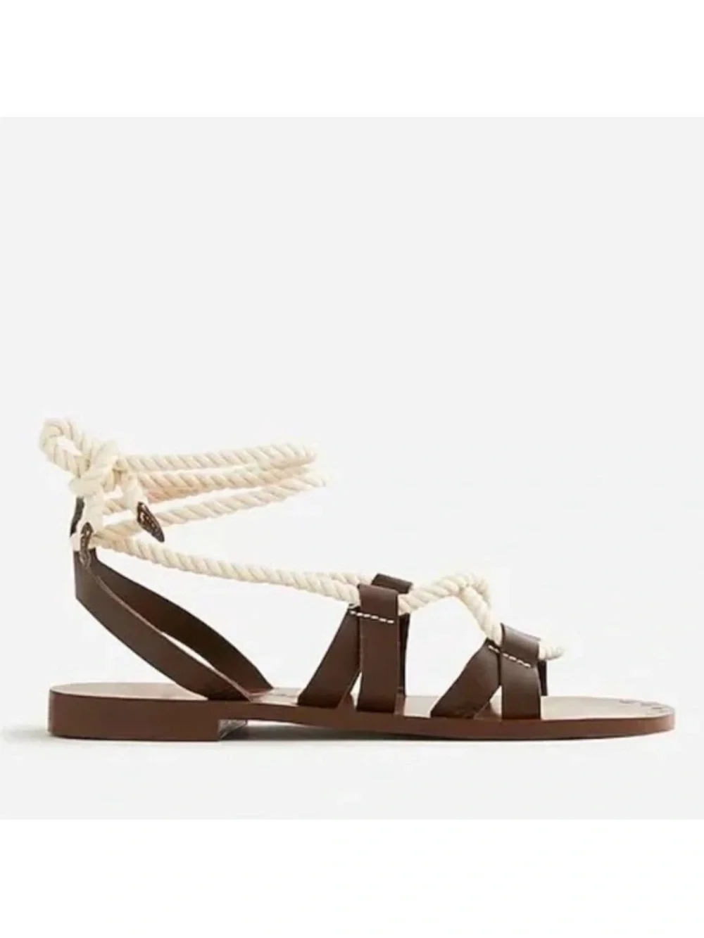 J. Crew Women's Brown Leather Rope Lace up Gladiator Sandals New
